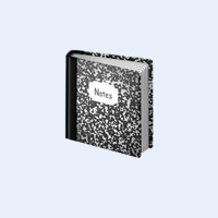 Ilustración de un cuaderno Moleskine azul